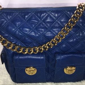 Marc Jacobs blue quilted gold chain purse